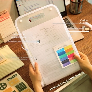 Mapă A4 Portabilă pentru Documente, Design Elegant – Organizator acordeon cu mai multe compartimente pentru materiale ale elevilor