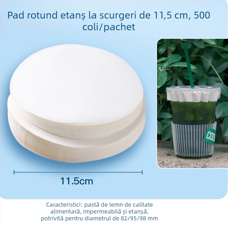 Husă de unică folosință pentru pahar transparent, cu izolație termică și pernă de hârtie anti-versare, pentru ceai cu lapte și cafea