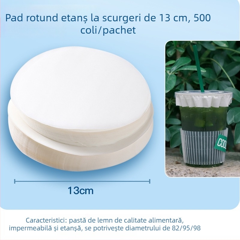 Husă de unică folosință pentru pahar transparent, cu izolație termică și pernă de hârtie anti-versare, pentru ceai cu lapte și cafea