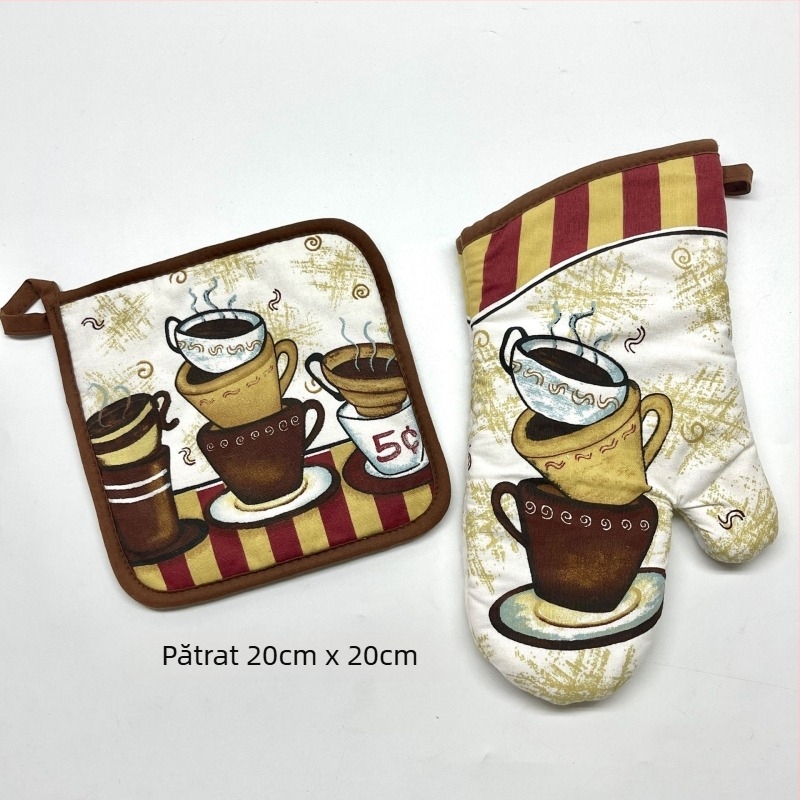 Set mănuși izolante pentru coacere și pad pentru oale pentru cuptorul cu microunde