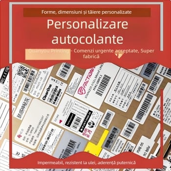 Etichete autocolante adezive personalizate cu QR – etichete PVC transparente, colorate, cu desene animate pentru cafea, comandă urgentă