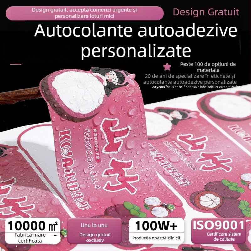Etichete autocolante adezive personalizate cu QR – etichete PVC transparente, colorate, cu desene animate pentru cafea, comandă urgentă