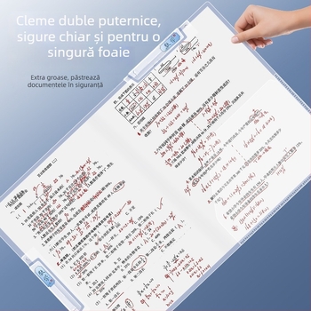 A3 clip dublu rotativ pentru hârtie, dosar A4 pentru depozitare foi, cu închidere laterală