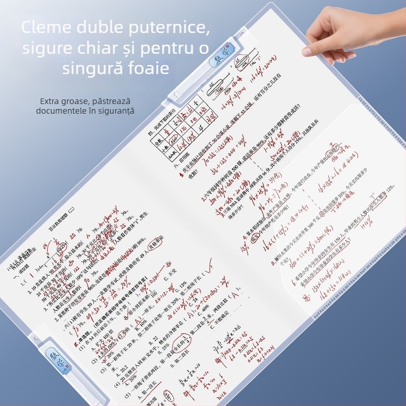 A3 clip dublu rotativ pentru hârtie, dosar A4 pentru depozitare foi, cu închidere laterală