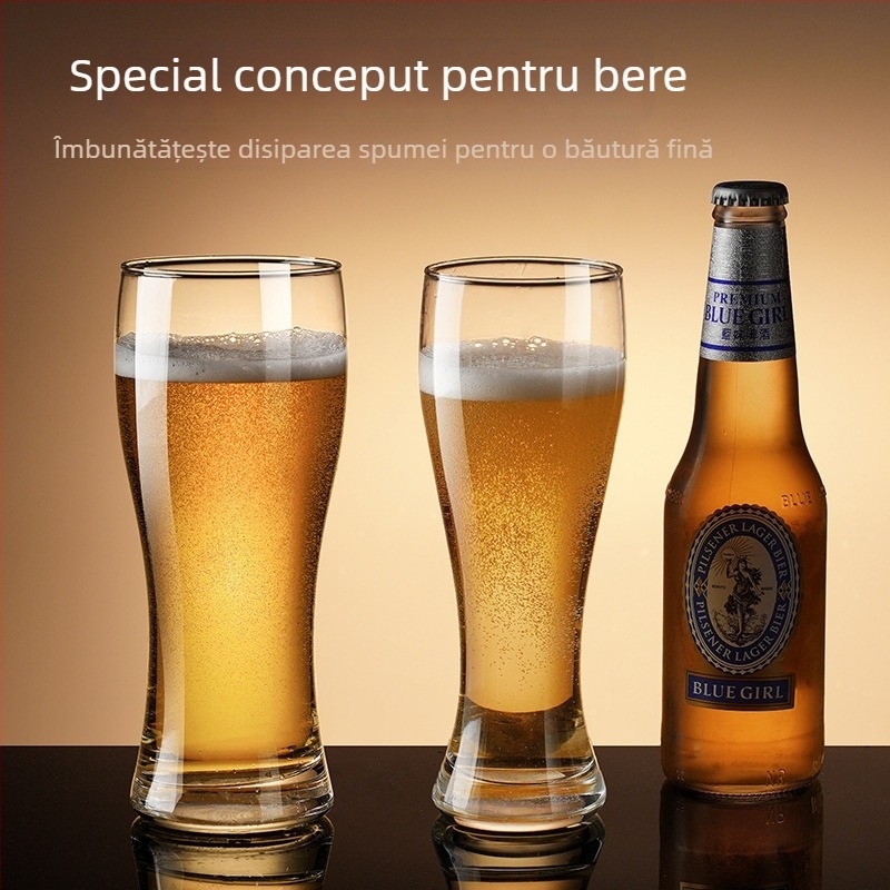 Pahar de bere draft, cu pereți groși, 500 ml, din sticlă pentru bere artizanală