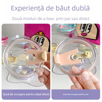 Capac din plastic pentru pahar cu gaură pentru pai – protecție împotriva prafului și a scurgerilor, imprimare logo disponibil, personalizabil