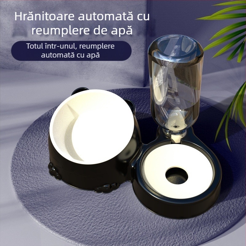 Vas automat de apă pentru pisici și bol multifuncțional de hrănire, anti-vărsare, suport pentru gât