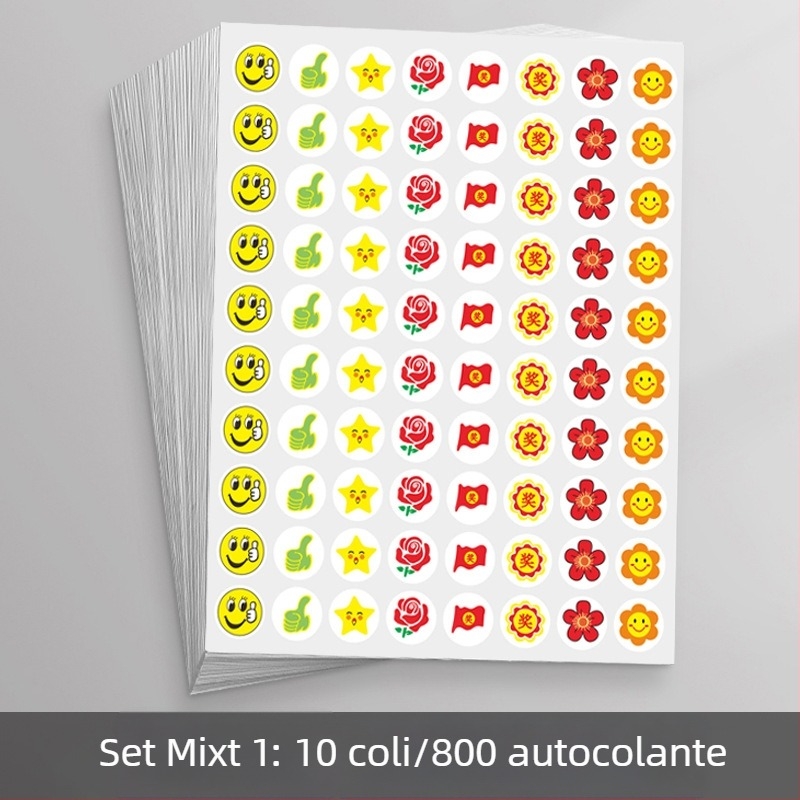 Autocolante de recompensă pentru copii – fețe zâmbitoare și stele, pentru grădiniță