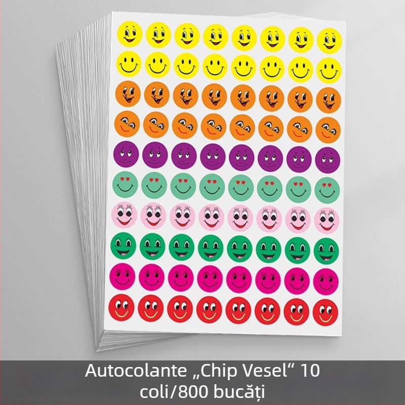 Autocolante de recompensă pentru copii – fețe zâmbitoare și stele, pentru grădiniță