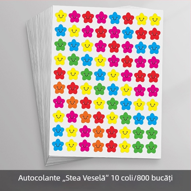 Autocolante de recompensă pentru copii – fețe zâmbitoare și stele, pentru grădiniță