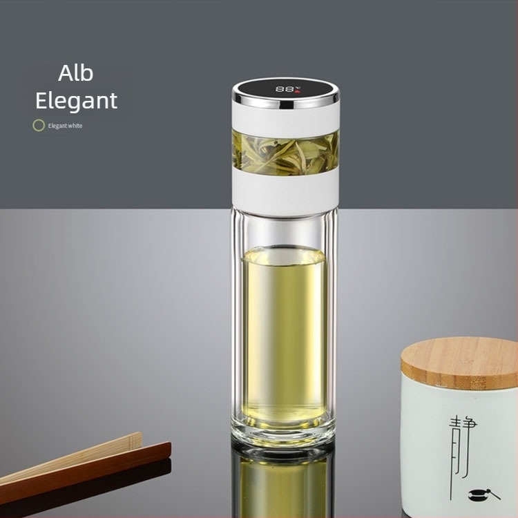Ceașcă termică izolată cu afișaj inteligent al temperaturii, interior din oțel inox 316, exterior din oțel inox 304, filtru pentru ceai, cadou corporativ