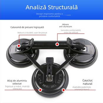 Zhike Ridicător cu ventuză din aliaj de aluminiu – pentru sticlă și plăci de marmură – instrument manual de manipulare