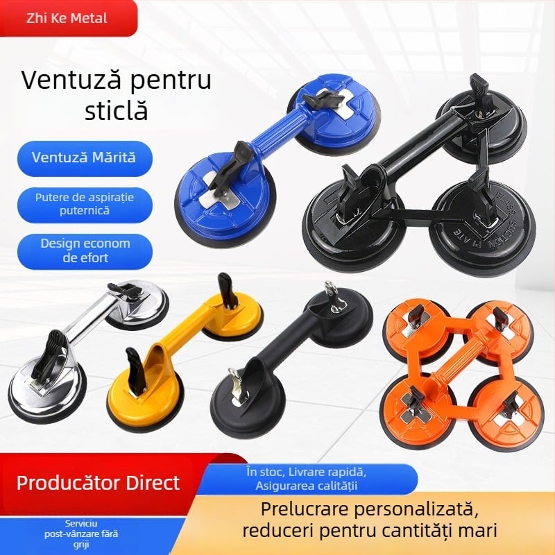 Zhike Ridicător cu ventuză din aliaj de aluminiu – pentru sticlă și plăci de marmură – instrument manual de manipulare