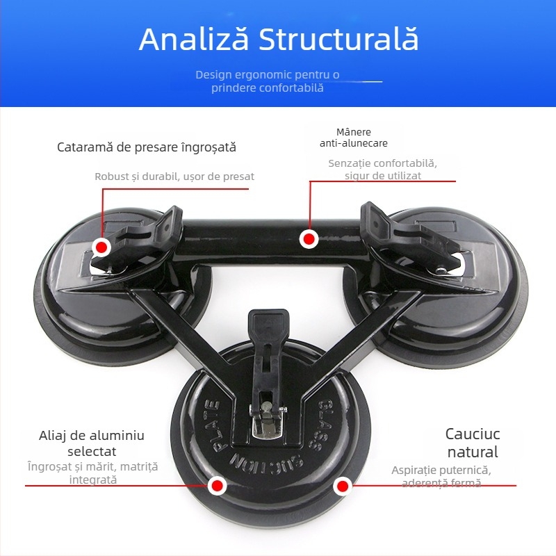 Zhike Ridicător cu ventuză din aliaj de aluminiu – pentru sticlă și plăci de marmură – instrument manual de manipulare