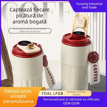 Termos de cafea din oțel inoxidabil 316, cu afișaj de temperatură, izolație în vid dublă, pentru mașină