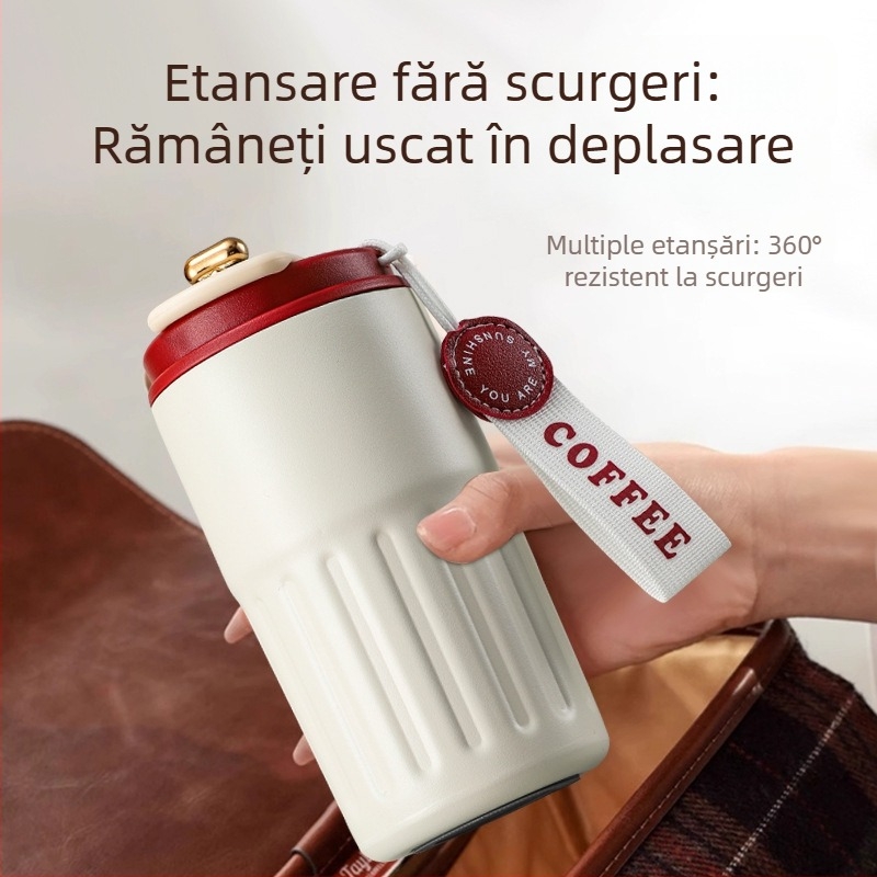 Termos de cafea din oțel inoxidabil 316, cu afișaj de temperatură, izolație în vid dublă, pentru mașină