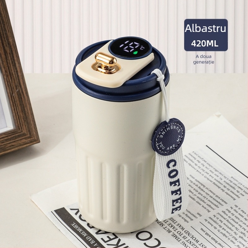 Termos de cafea din oțel inoxidabil 316, cu afișaj de temperatură, izolație în vid dublă, pentru mașină
