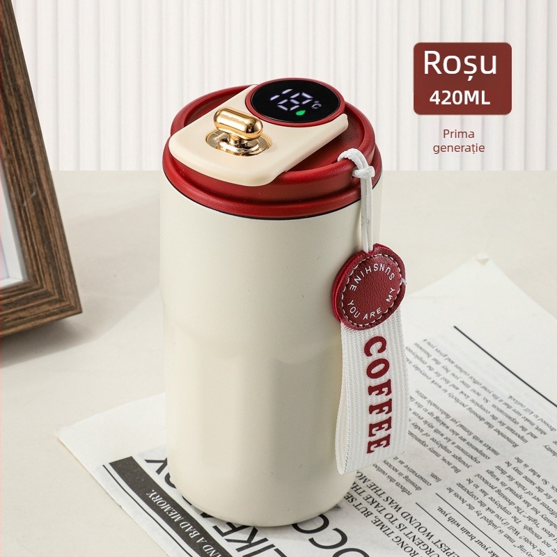 Termos de cafea din oțel inoxidabil 316, cu afișaj de temperatură, izolație în vid dublă, pentru mașină