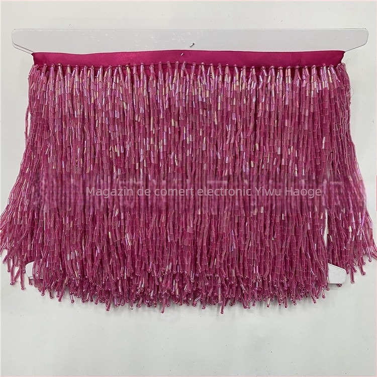 Dantelă cu mărgele și ciucuri, 15 cm lungime, accesorii textile pentru ținute de dans și decorarea rochiilor