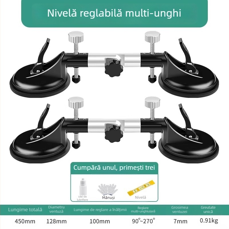 Instrument pentru alinierea rosturilor din piatră cu ventuze – pentru plăci din cuarț și marmură