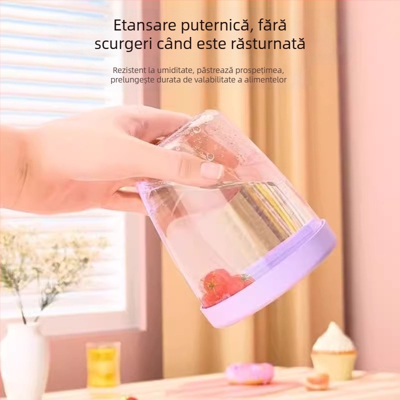Cupa dublu nivel pentru fructe și salată, cu furculiță, portabil, drenaj, recipient de picnic