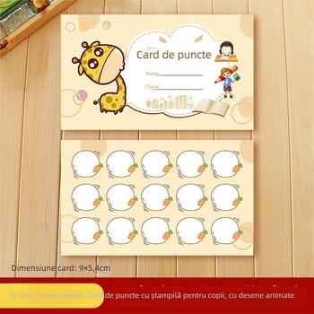 Set de ștampile pentru recompense – carduri cu puncte din desene animate pentru copii, profesori și elevi din învățământul primar