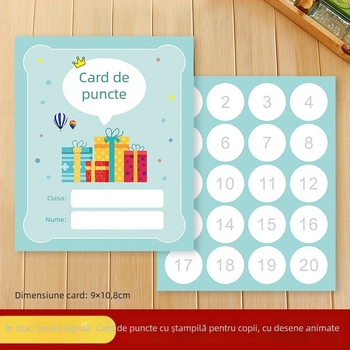 Set de ștampile pentru recompense – carduri cu puncte din desene animate pentru copii, profesori și elevi din învățământul primar