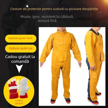 Șorț de sudură din piele de vițel și îmbrăcăminte de protecție, rezistent la abraziune, izolație termică și ignifug