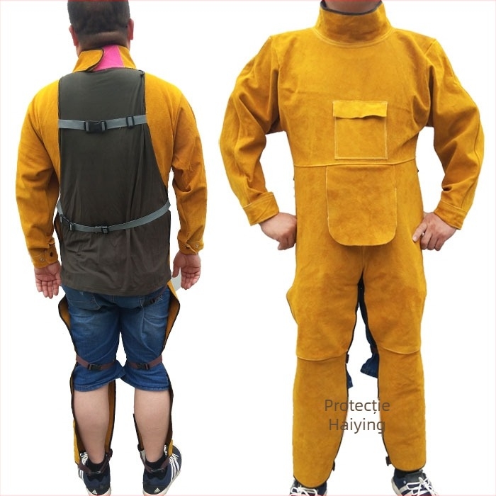 Șorț de sudură din piele de vițel și îmbrăcăminte de protecție, rezistent la abraziune, izolație termică și ignifug