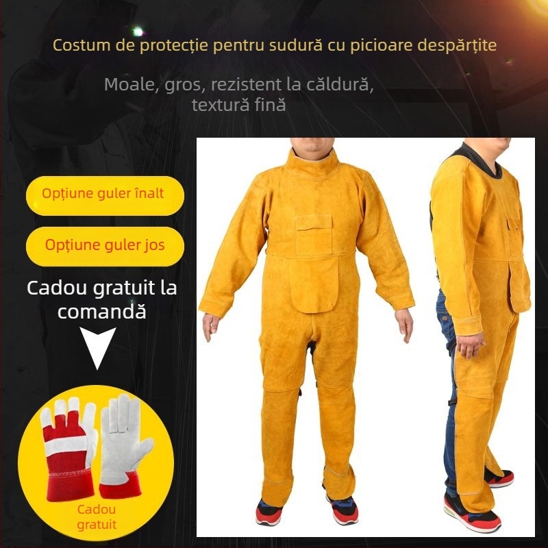 Șorț de sudură din piele de vițel și îmbrăcăminte de protecție, rezistent la abraziune, izolație termică și ignifug