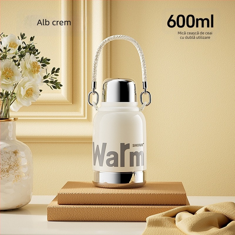 Sticlă de apă din oțel inoxidabil, cu capacitate mare, izolată, cu filtru și separator de ceai – pentru drumeții în aer liber