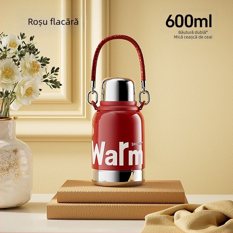 Sticlă de apă din oțel inoxidabil, cu capacitate mare, izolată, cu filtru și separator de ceai – pentru drumeții în aer liber