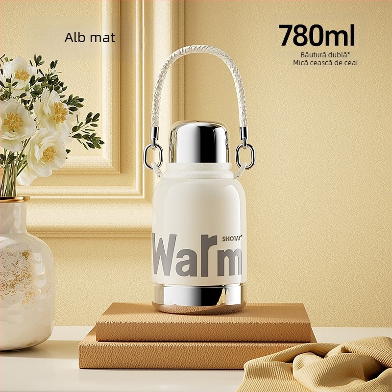 Sticlă de apă din oțel inoxidabil, cu capacitate mare, izolată, cu filtru și separator de ceai – pentru drumeții în aer liber