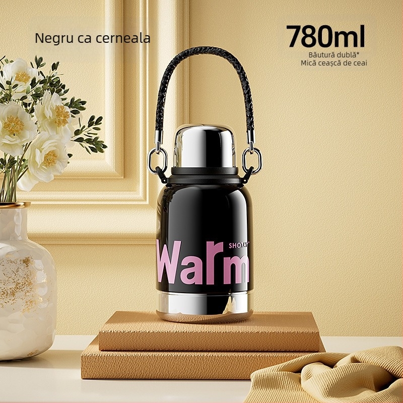 Sticlă de apă din oțel inoxidabil, cu capacitate mare, izolată, cu filtru și separator de ceai – pentru drumeții în aer liber