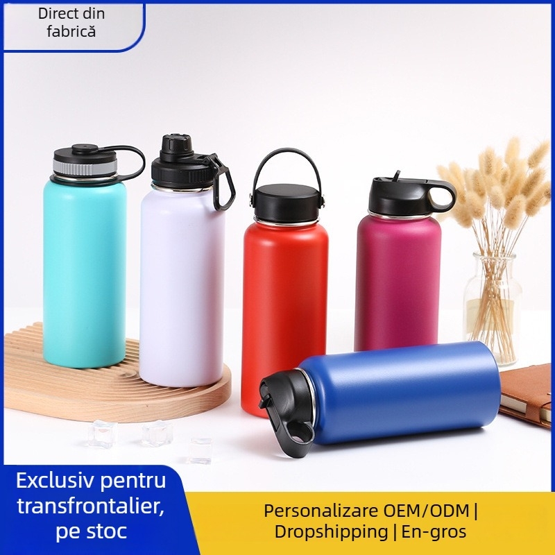 Cana termo din oțel inoxidabil 304, cu izolație vid, pentru activități în aer liber, portabilă pentru ciclism și drumeții