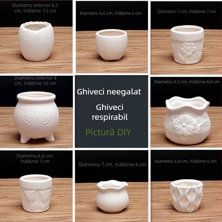 Ghiveci ceramic pentru suculente, respirabil, pictat manual, DIY