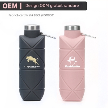 Recipient de apă pliabil din silicon, portabil pentru camping în aer liber, silicon de calitate alimentară, rezistent la temperaturi ridicate