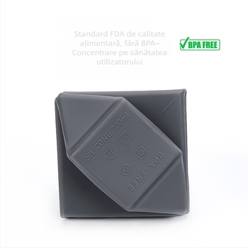 Recipient de apă pliabil din silicon, portabil pentru camping în aer liber, silicon de calitate alimentară, rezistent la temperaturi ridicate