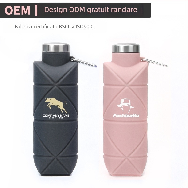 Recipient de apă pliabil din silicon, portabil pentru camping în aer liber, silicon de calitate alimentară, rezistent la temperaturi ridicate