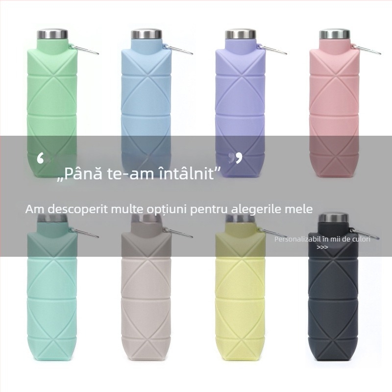 Recipient de apă pliabil din silicon, portabil pentru camping în aer liber, silicon de calitate alimentară, rezistent la temperaturi ridicate