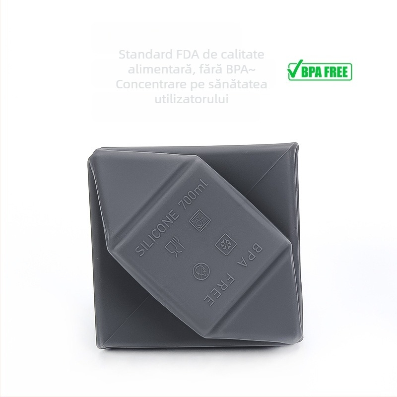 Recipient de apă pliabil din silicon, portabil pentru camping în aer liber, silicon de calitate alimentară, rezistent la temperaturi ridicate
