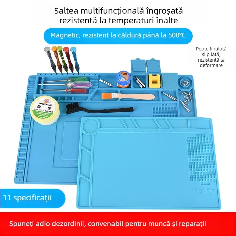 Covoraș din silicon rezistent la temperaturi înalte pentru bancul de reparații electronice, magnetic, anti-static, izolație termică pentru lipit