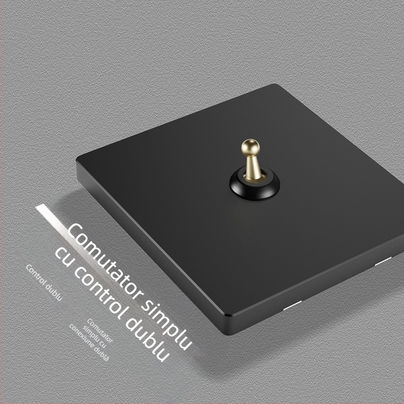 International Electrician 86-type panou întrerupător cu levier din alamă negru, stil franțuzesc, design industrial retro, prize pentru hoteluri și pensiuni