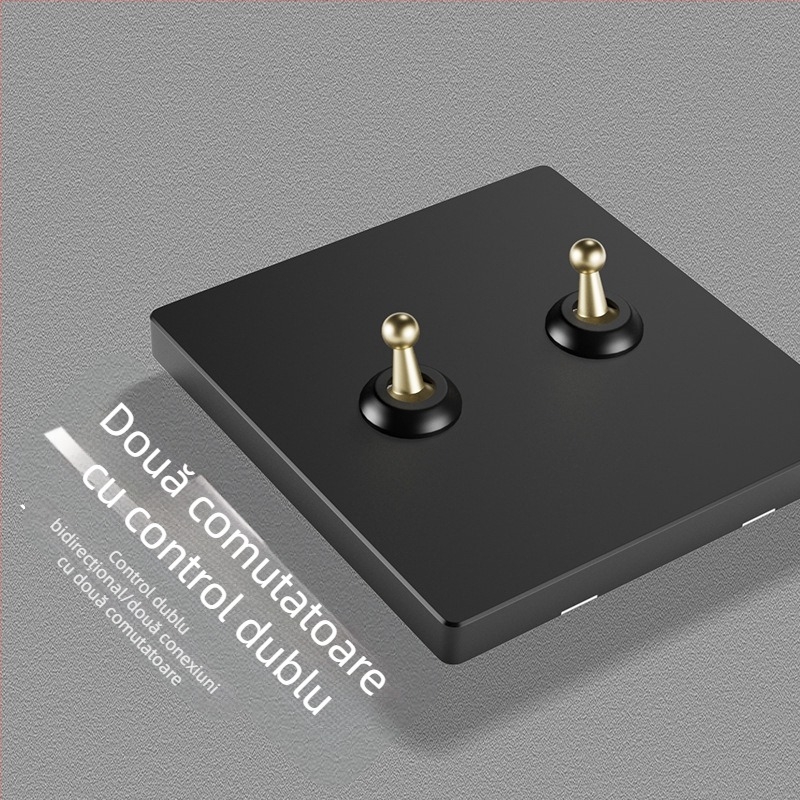 International Electrician 86-type panou întrerupător cu levier din alamă negru, stil franțuzesc, design industrial retro, prize pentru hoteluri și pensiuni