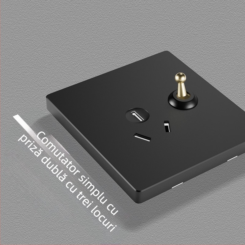 International Electrician 86-type panou întrerupător cu levier din alamă negru, stil franțuzesc, design industrial retro, prize pentru hoteluri și pensiuni