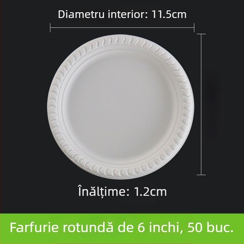 Farfurie de unică folosință, cu compartimente, din hârtie, pentru mese și prăjituri, dimensiune 11 inch