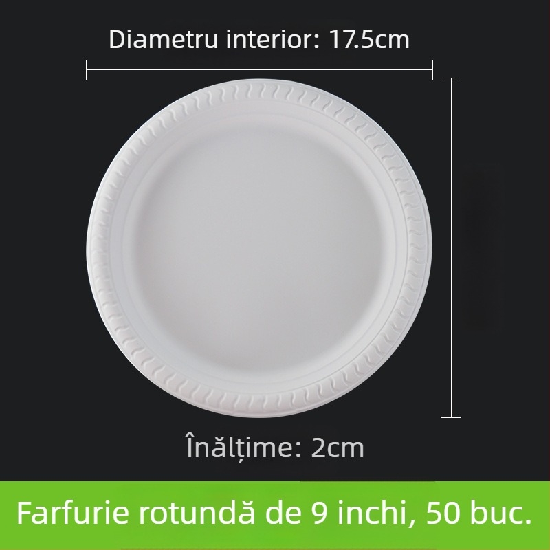 Farfurie de unică folosință, cu compartimente, din hârtie, pentru mese și prăjituri, dimensiune 11 inch