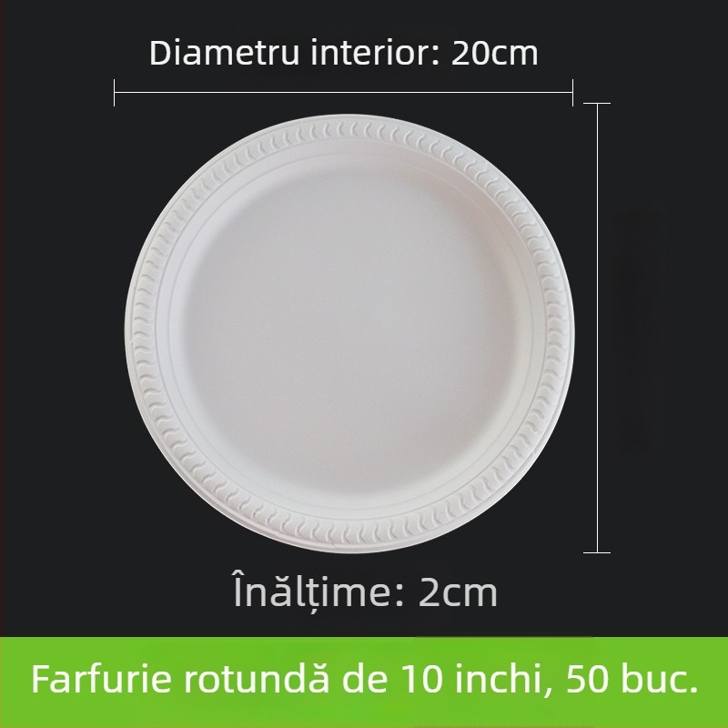 Farfurie de unică folosință, cu compartimente, din hârtie, pentru mese și prăjituri, dimensiune 11 inch