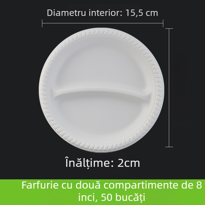 Farfurie de unică folosință, cu compartimente, din hârtie, pentru mese și prăjituri, dimensiune 11 inch