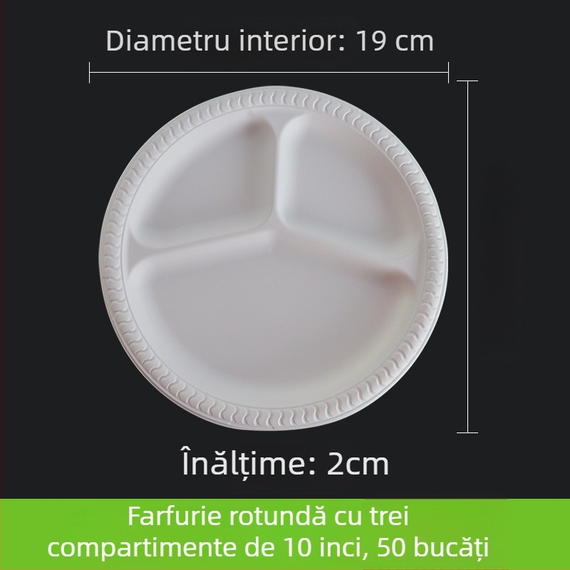 Farfurie de unică folosință, cu compartimente, din hârtie, pentru mese și prăjituri, dimensiune 11 inch